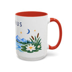 Aquarius Zodiac Coffee Mug | Water Bearer Design | Astrology Birthday Gift | 11 oz 15 oz Ceramic Accent Mug