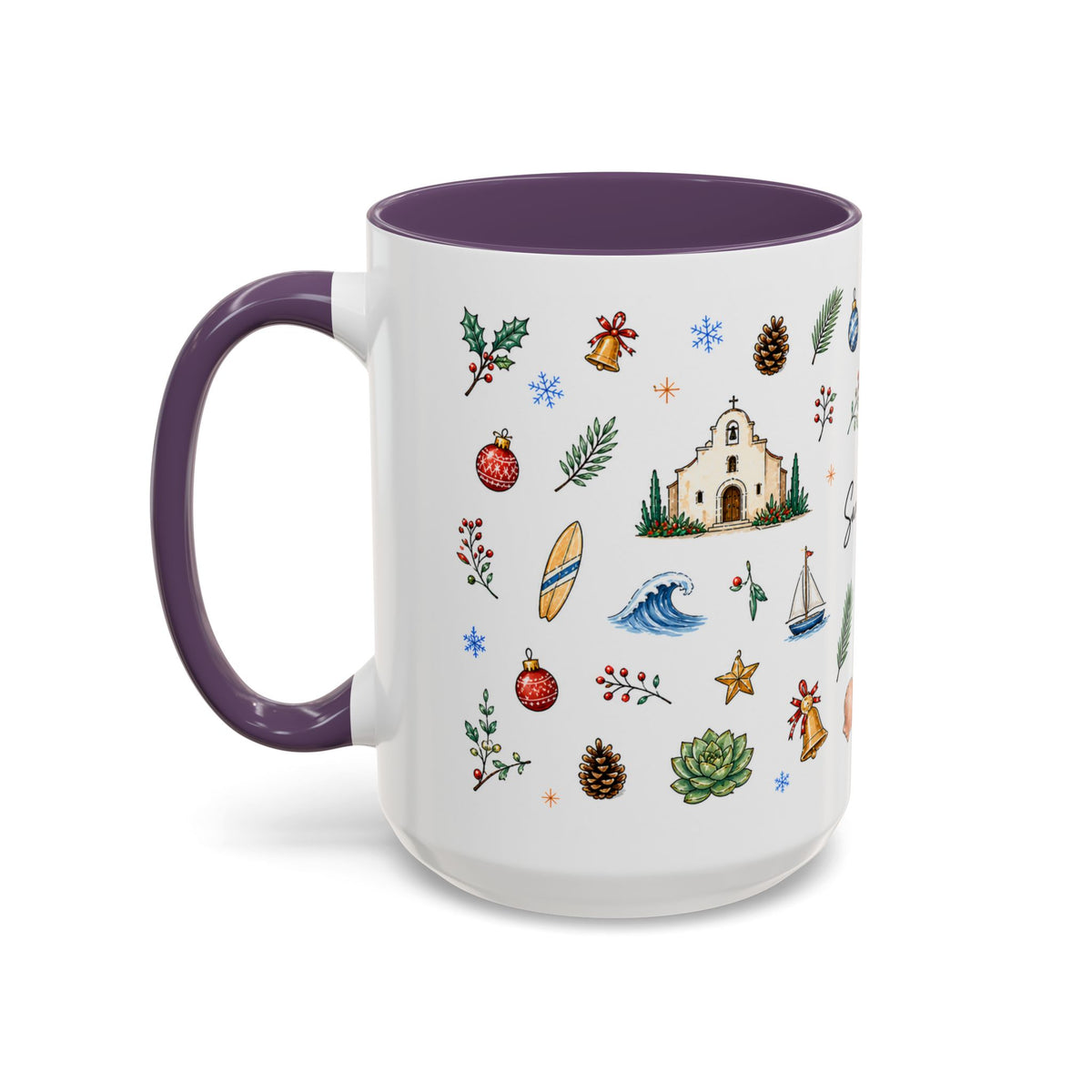 San Diego Christmas Mug | Watercolor City Souvenir, Holiday Travel Gift (11oz/15oz)