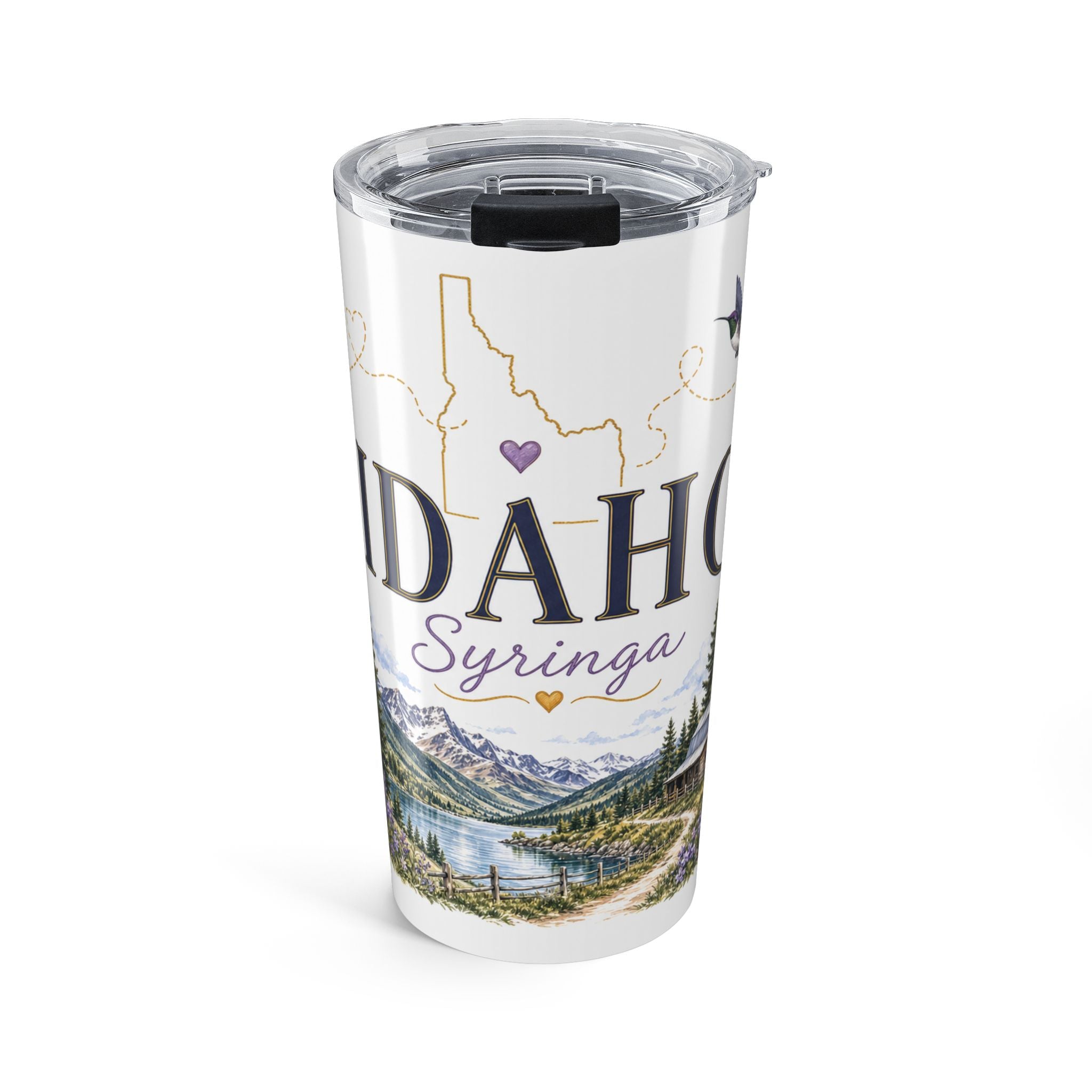 Idaho State Flower 20oz Tumbler | Syringa Botanical State Flower Gift | Insulated Stainless Steel Travel Cup