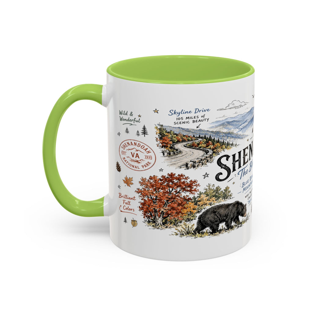 Shenandoah National Park Coffee Mug | Virginia Blue Ridge Hiking Autumn Gift | Accent Color Ceramic 11oz 15oz