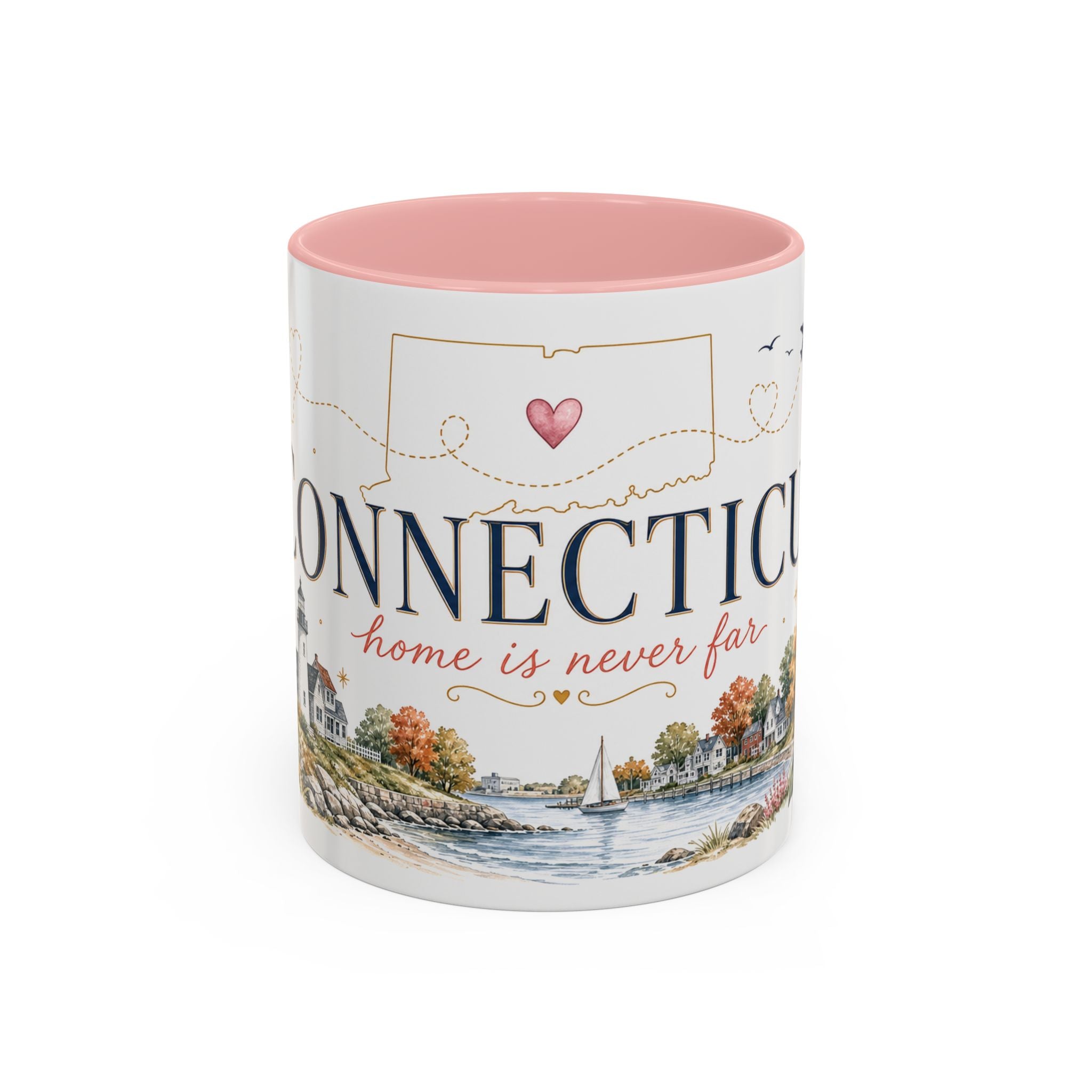 Connecticut State Map Mug | Botanical Accent Coffee Cup (11oz 15oz)