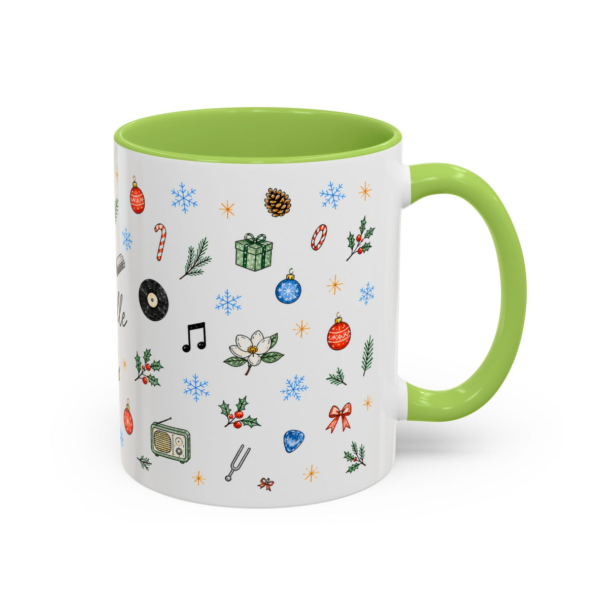 Nashville Christmas Mug | Watercolor City Souvenir, Acoustic Guitar, Harmonica (11oz 15oz)