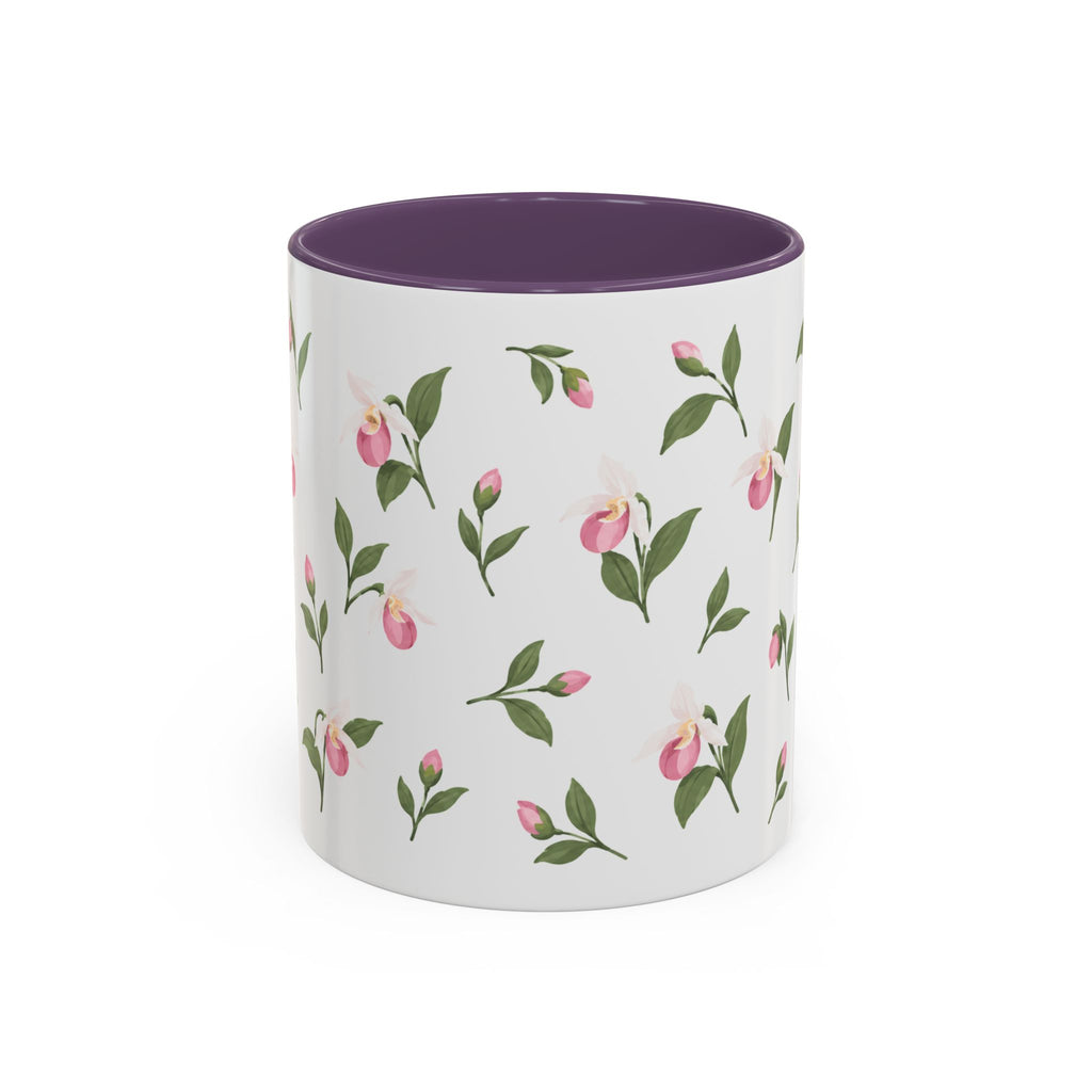 Minnesota Pink and White Lady Slipper Mug, State Flower Floral Coffee Cup, 11oz Botanical Gift