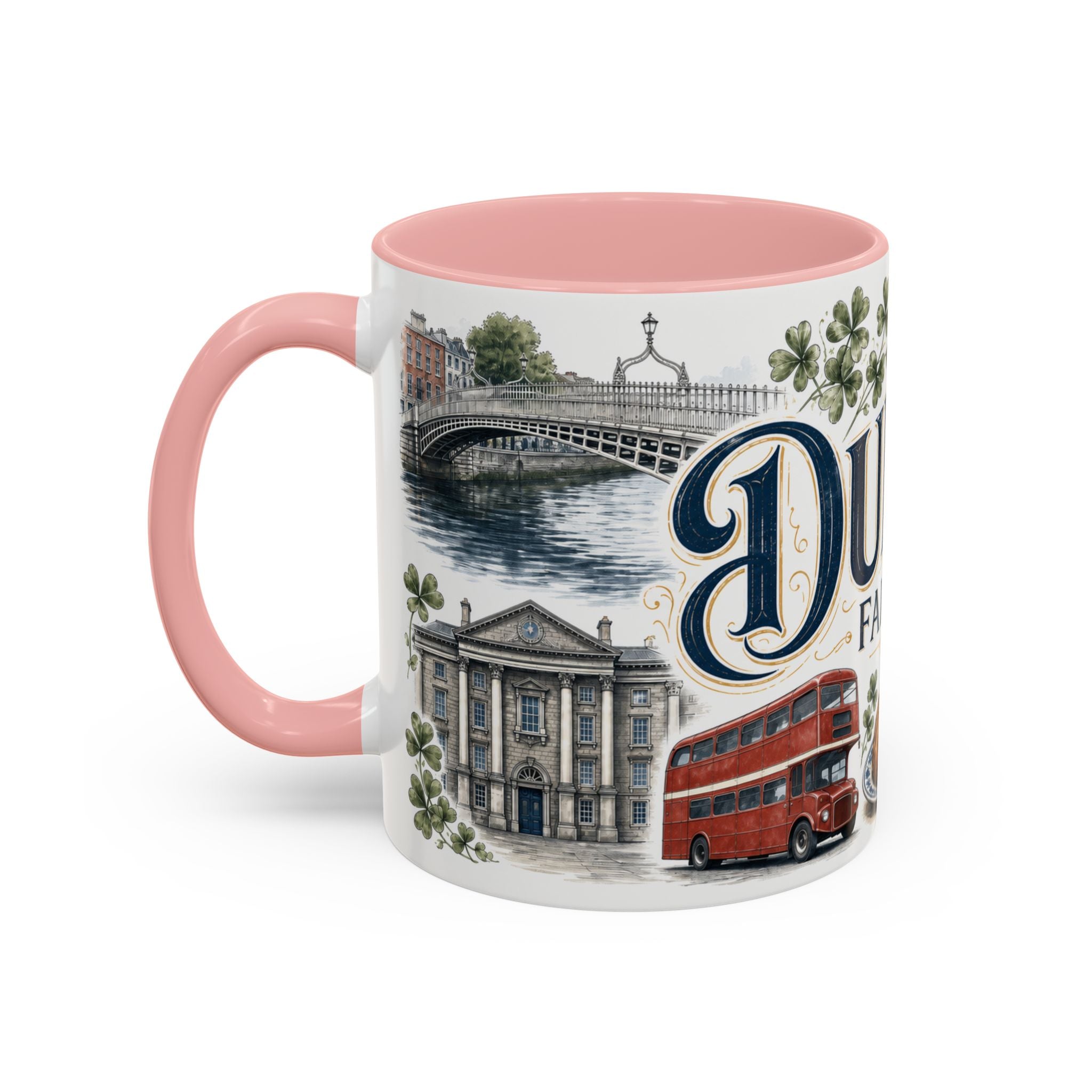 Dublin Coffee Mug | Ireland Travel Souvenir | Vintage Illustrated City Gift | 11 oz 15 oz Accent Mug