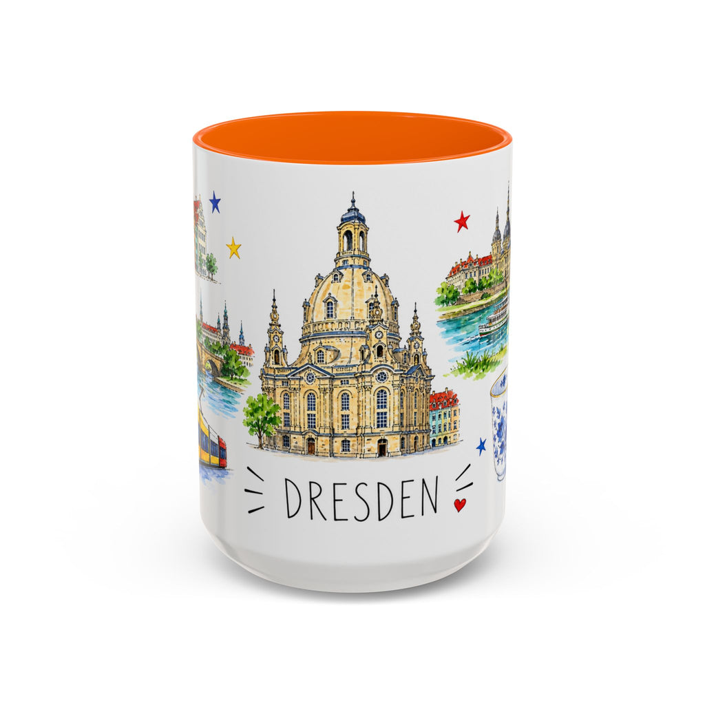 Dresden Illustrated Travel Mug | City Souvenir Accent Coffee Mug | 11oz 15oz Ceramic Cup