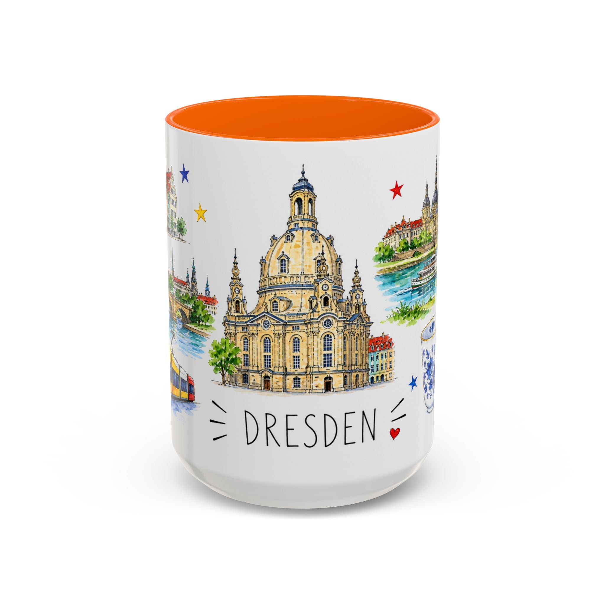 Dresden Illustrated Travel Mug | City Souvenir Accent Coffee Mug | 11oz 15oz Ceramic Cup