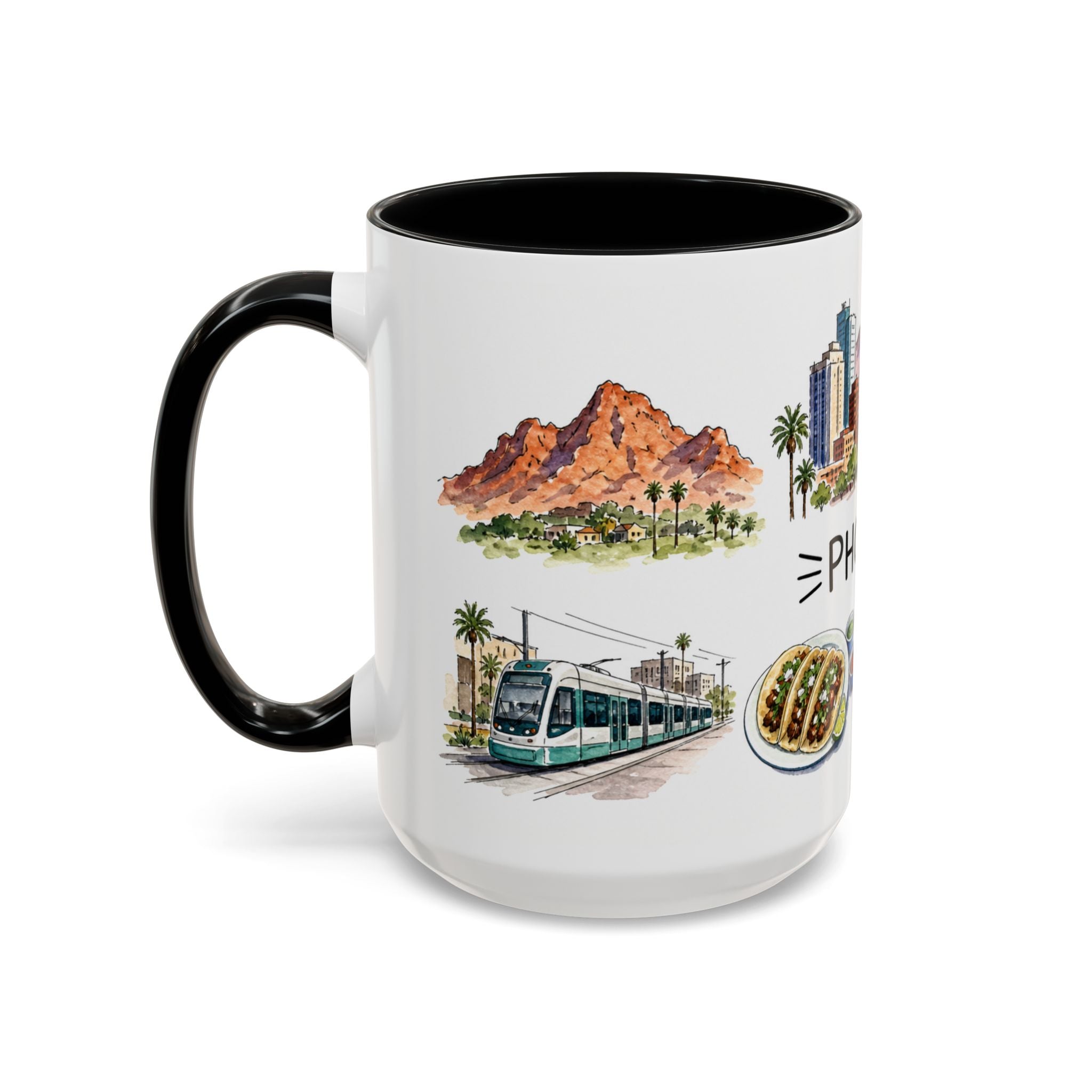 Phoenix Illustrated Travel Mug | City Souvenir Accent Coffee Mug | 11oz 15oz Ceramic Cup
