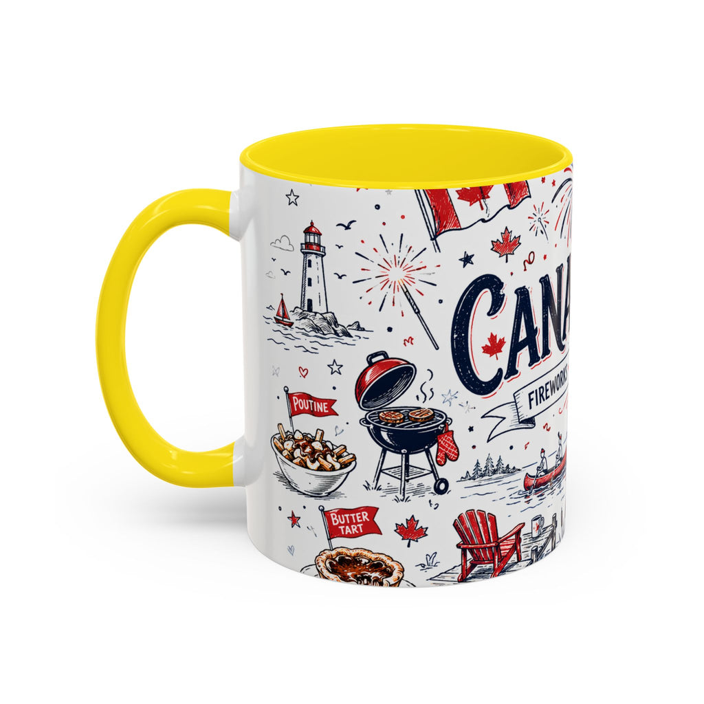 Canada Day Coffee Mug | Canadian Pride Gift | Accent Color Ceramic 11oz 15oz