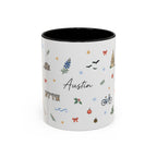 Austin Christmas Mug | Watercolor Travel Souvenir | Holiday Gift | Accent Ceramic Coffee Cup 11oz 15oz