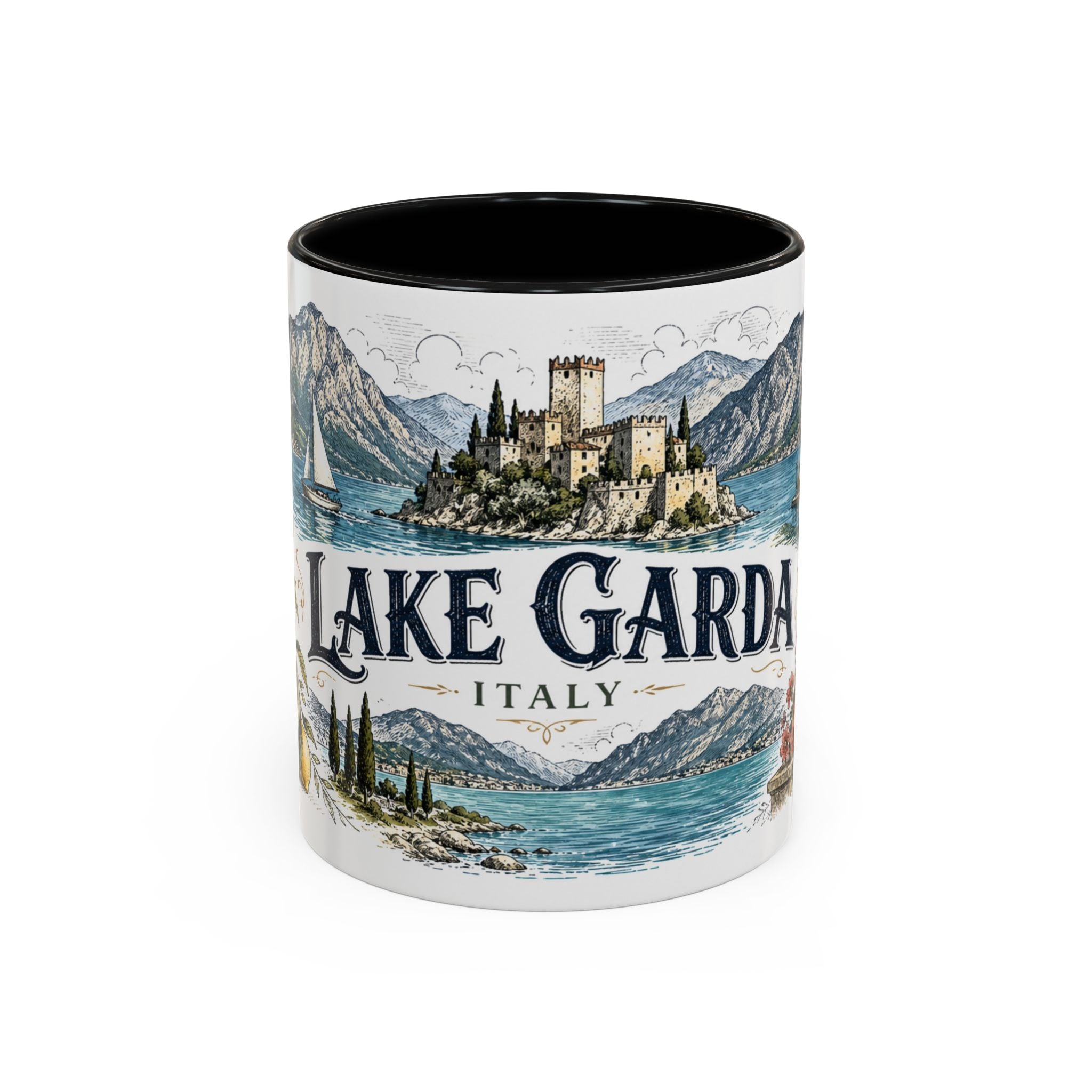 Lake Garda Mug, Italy Travel Souvenir, Bucket List Gift, Accent Ceramic Coffee Mug 11oz 15oz