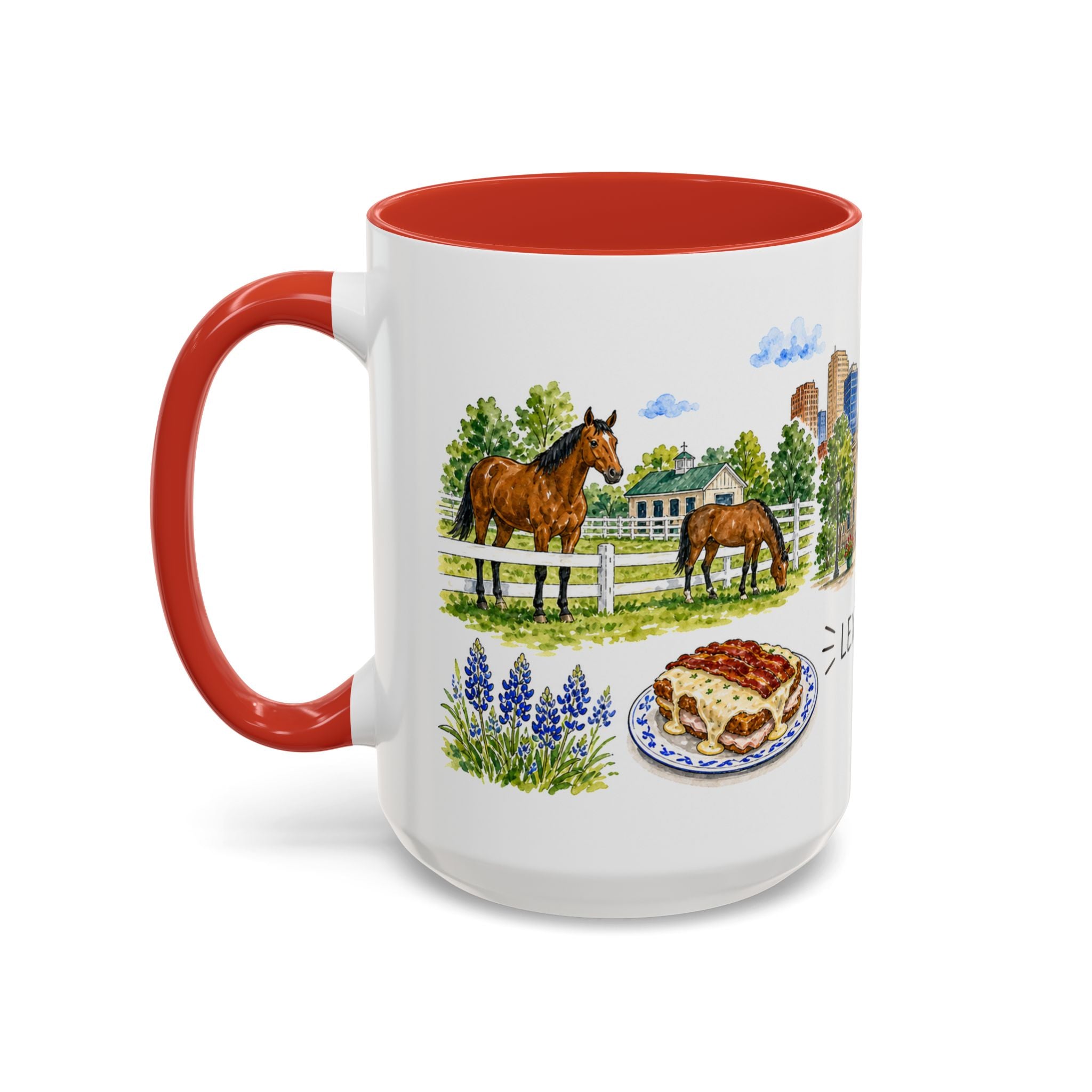 Lexington Illustrated Travel Mug | City Souvenir Accent Coffee Mug | 11oz 15oz Ceramic Cup