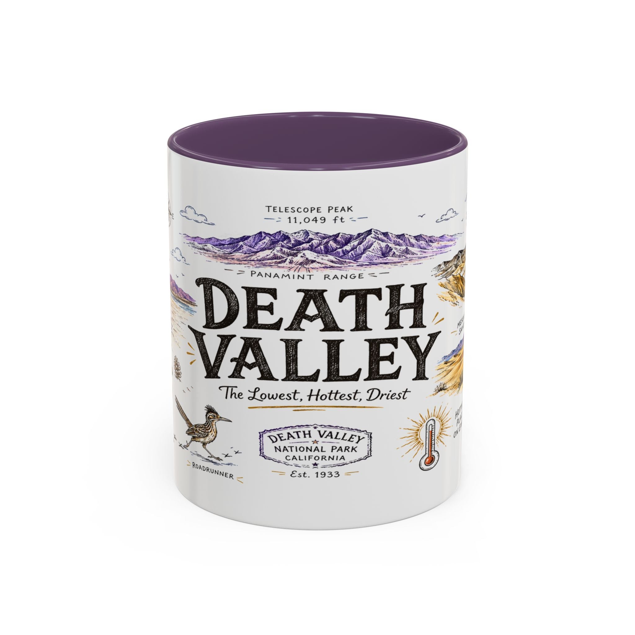 Death Valley National Park Coffee Mug | California Desert Hiking Camping Gift | Accent Color Ceramic 11oz 15oz