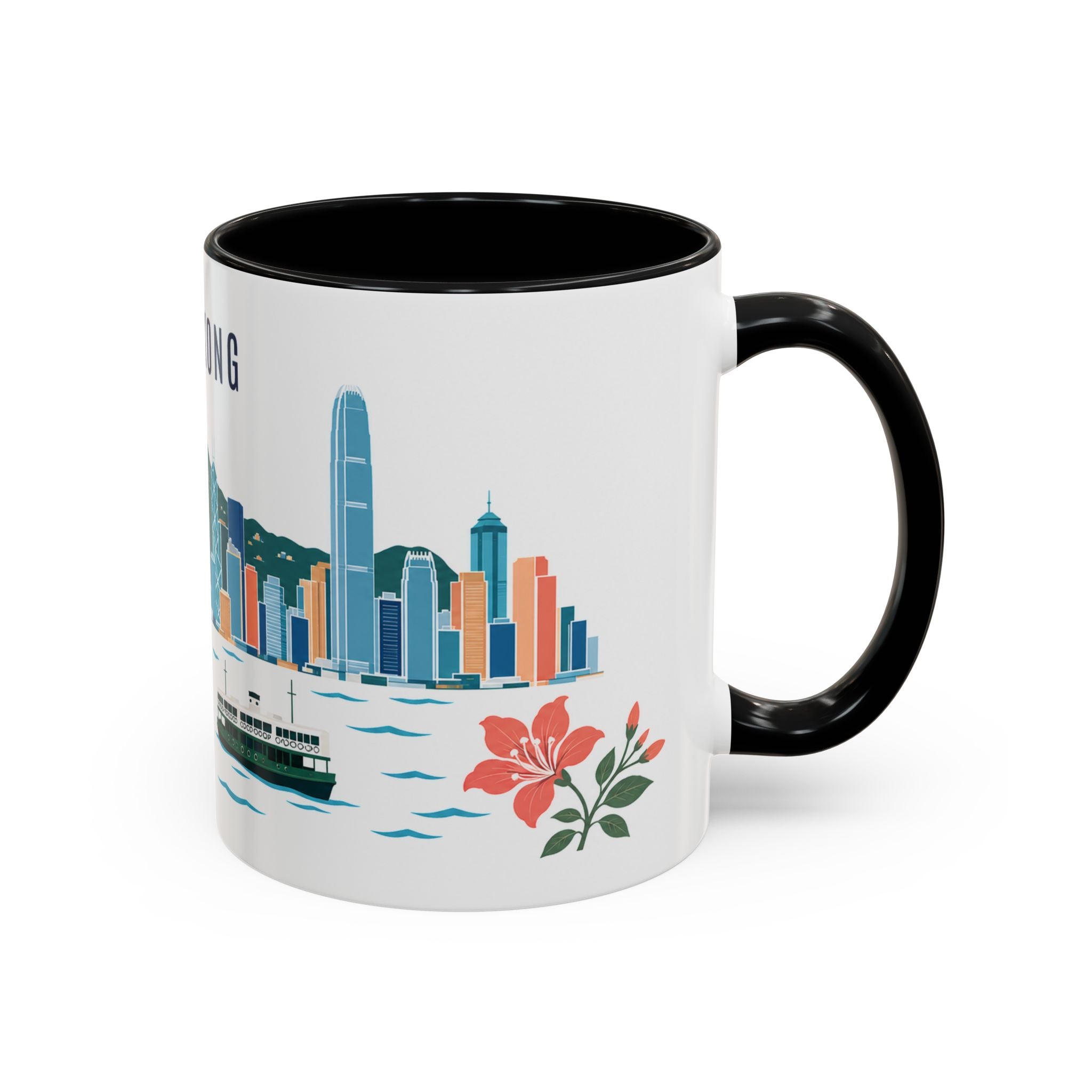 Hong Kong Coffee Mug | Hong Kong Travel Souvenir | Porcelain Decal City Gift | 11oz 15oz Accent Mug