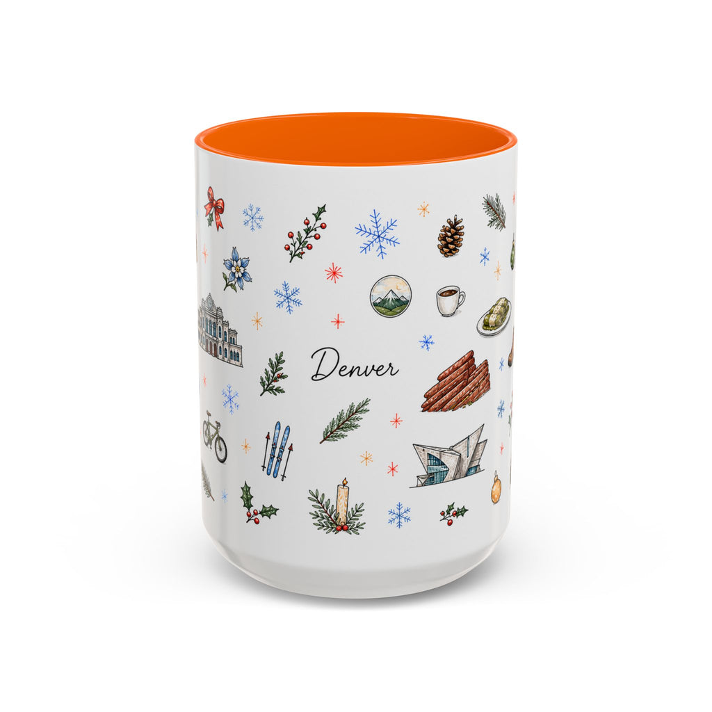 Denver Christmas Mug | Watercolor City Souvenir, Holiday Travel Gift (11oz/15oz)