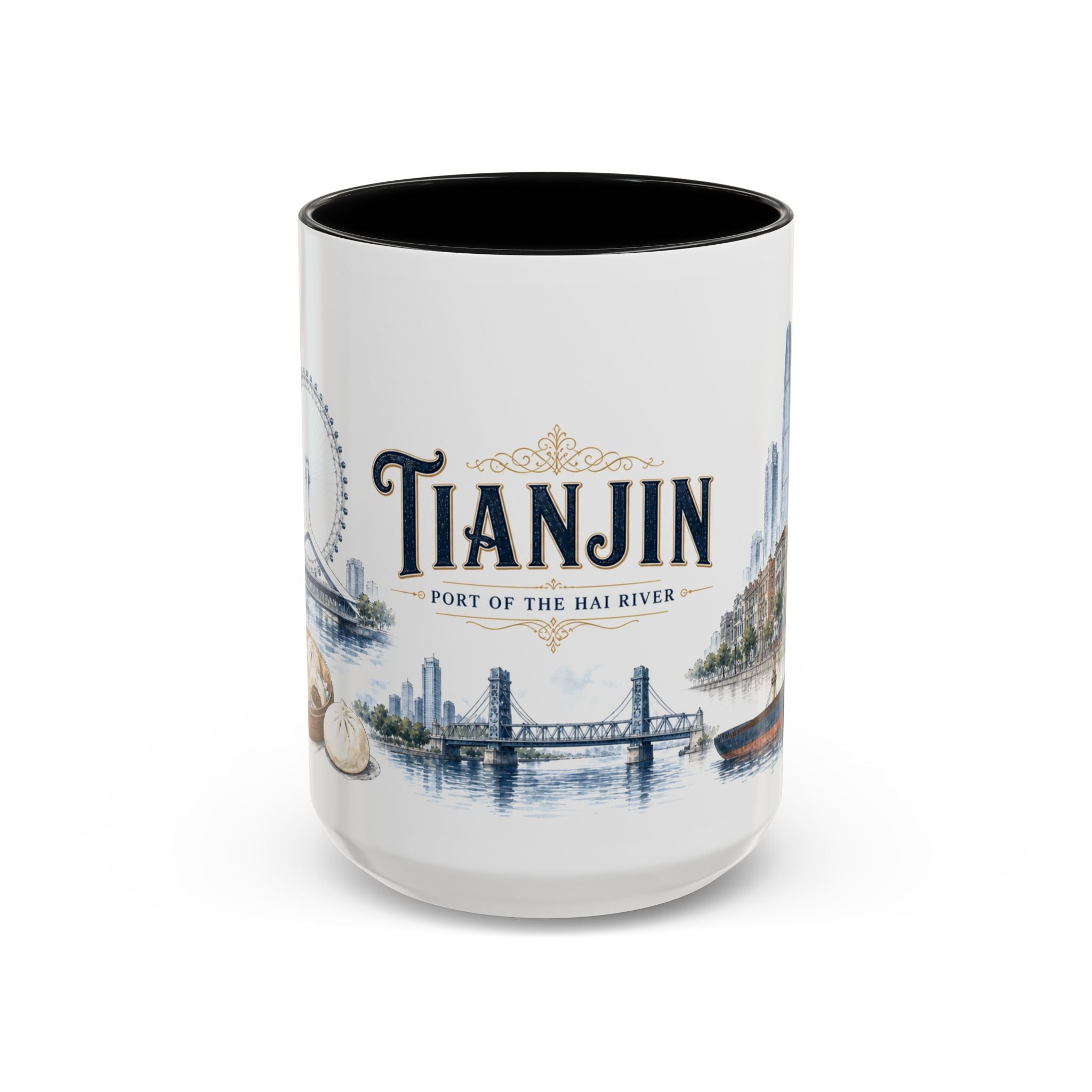 Tianjin Coffee Mug | China Travel Souvenir | Vintage Illustrated City Gift | 11 oz 15 oz Accent Mug