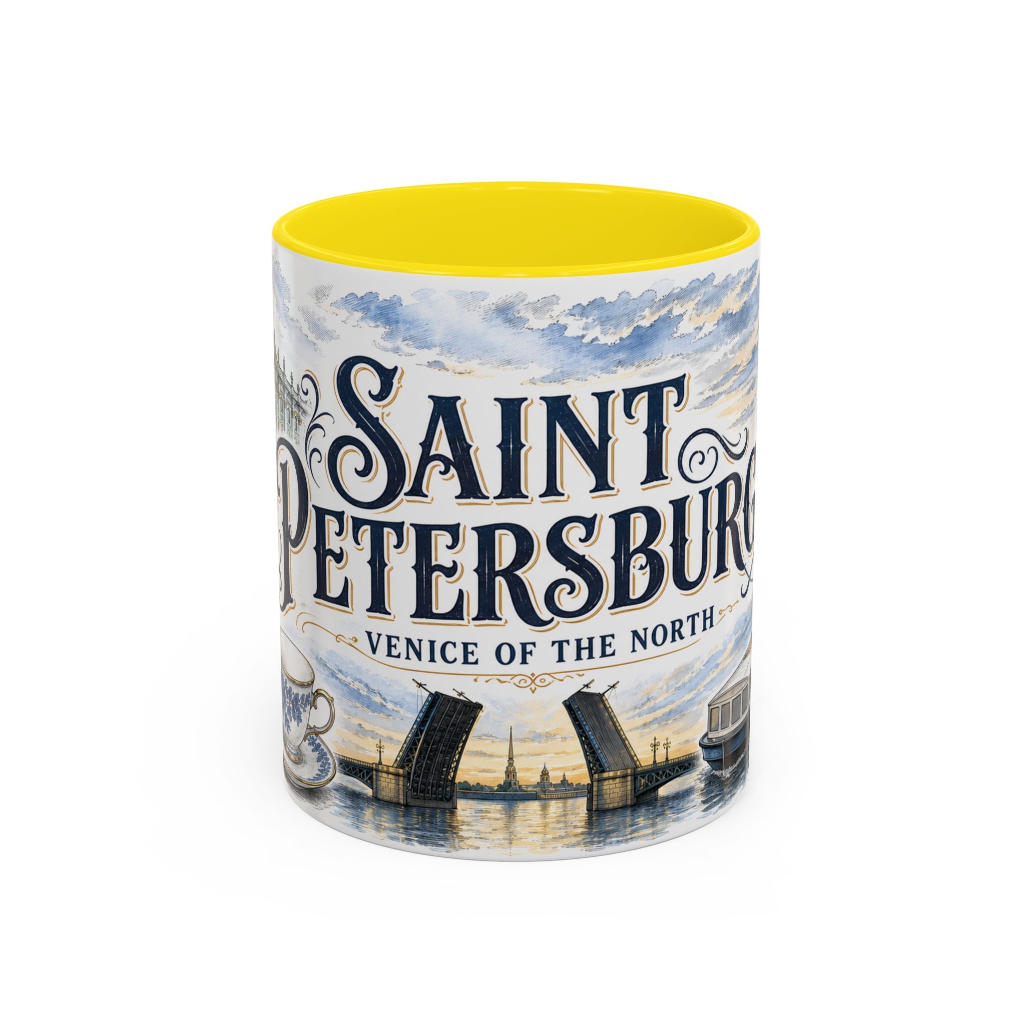 Saint Petersburg Coffee Mug | Russia Travel Souvenir | Vintage Illustrated City Gift | 11 oz 15 oz Accent Mug