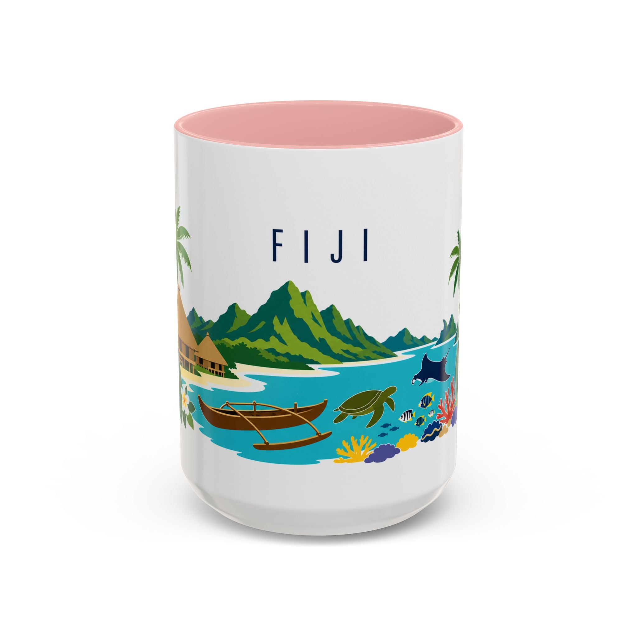 Fiji Coffee Mug | Travel Destination Souvenir Gift | Accent Color Ceramic 11oz 15oz