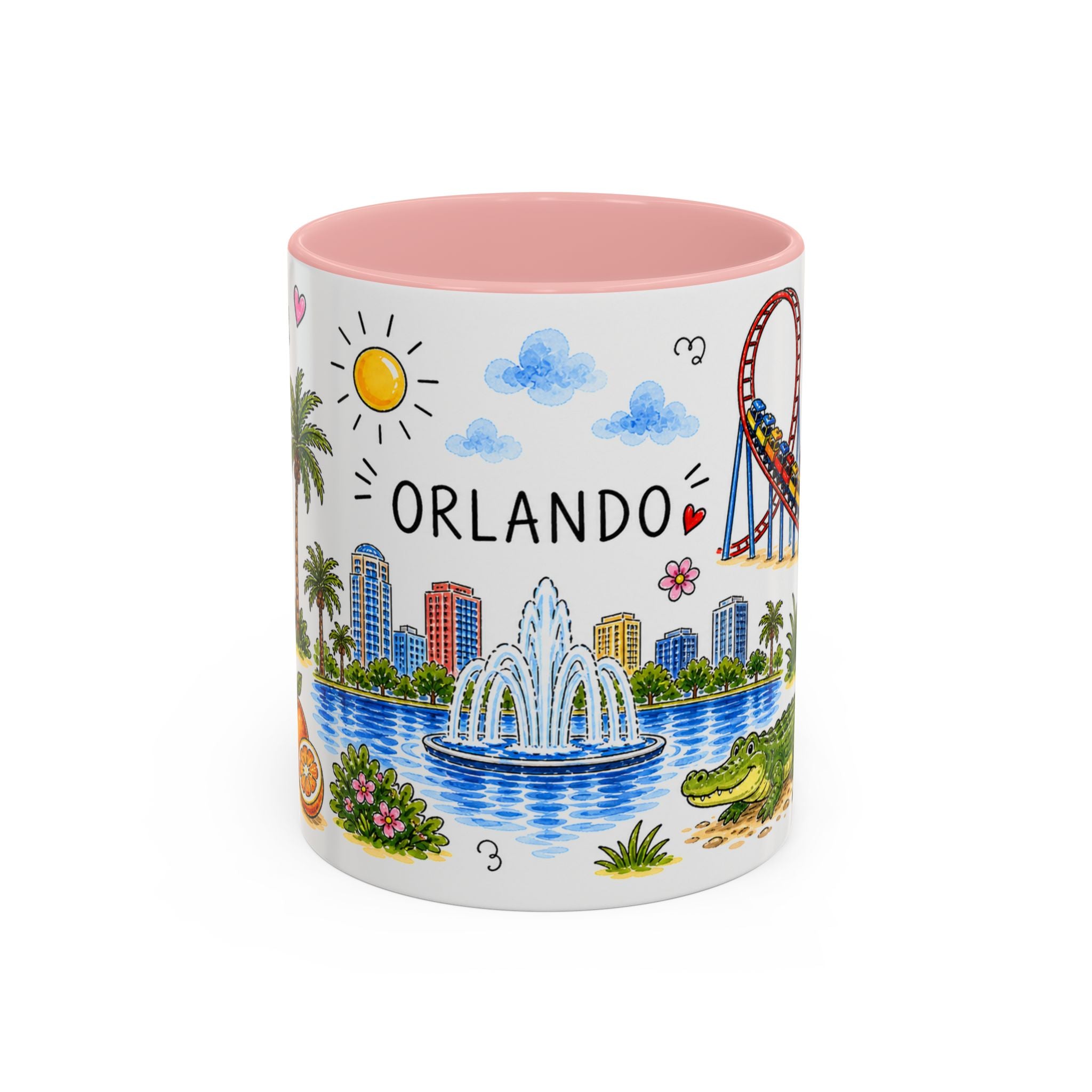 Orlando Illustrated Travel Mug | City Souvenir Accent Coffee Mug | 11oz 15oz Ceramic Cup