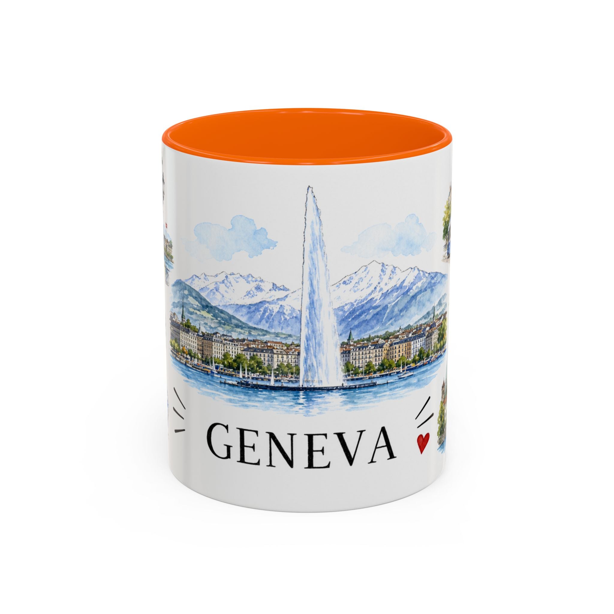 Geneva Illustrated Travel Mug | City Souvenir Accent Coffee Mug | 11oz 15oz Ceramic Cup
