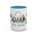 St. Louis Illustrated Travel Mug | City Souvenir Accent Coffee Mug | 11oz 15oz Ceramic Cup