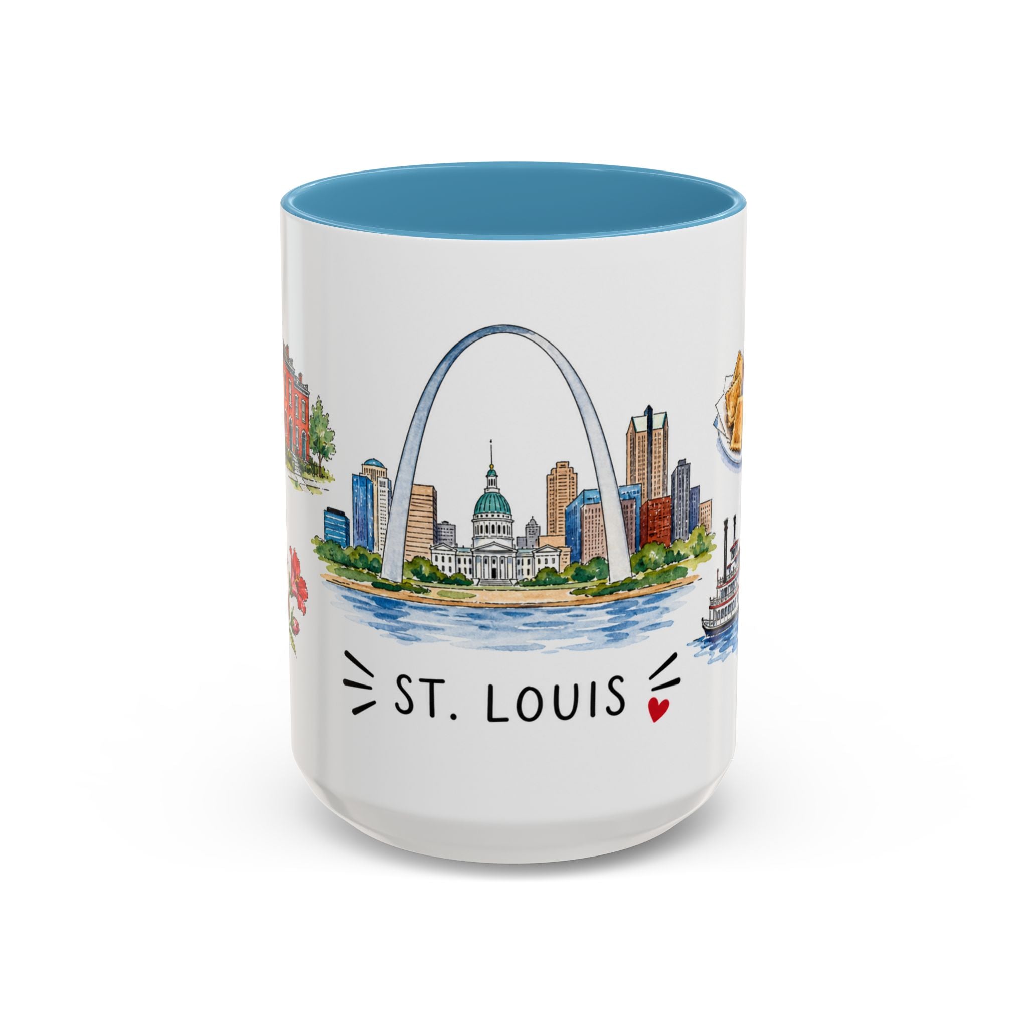 St. Louis Illustrated Travel Mug | City Souvenir Accent Coffee Mug | 11oz 15oz Ceramic Cup