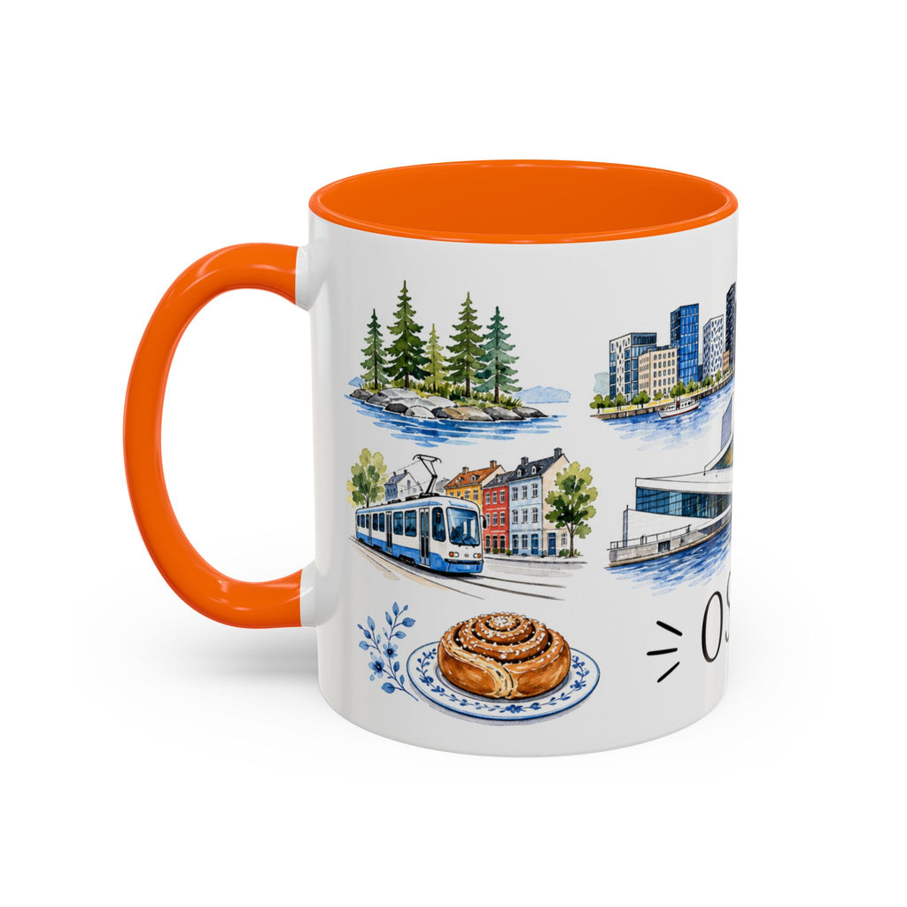 Oslo Illustrated Travel Mug | City Souvenir Accent Coffee Mug | 11oz 15oz Ceramic Cup