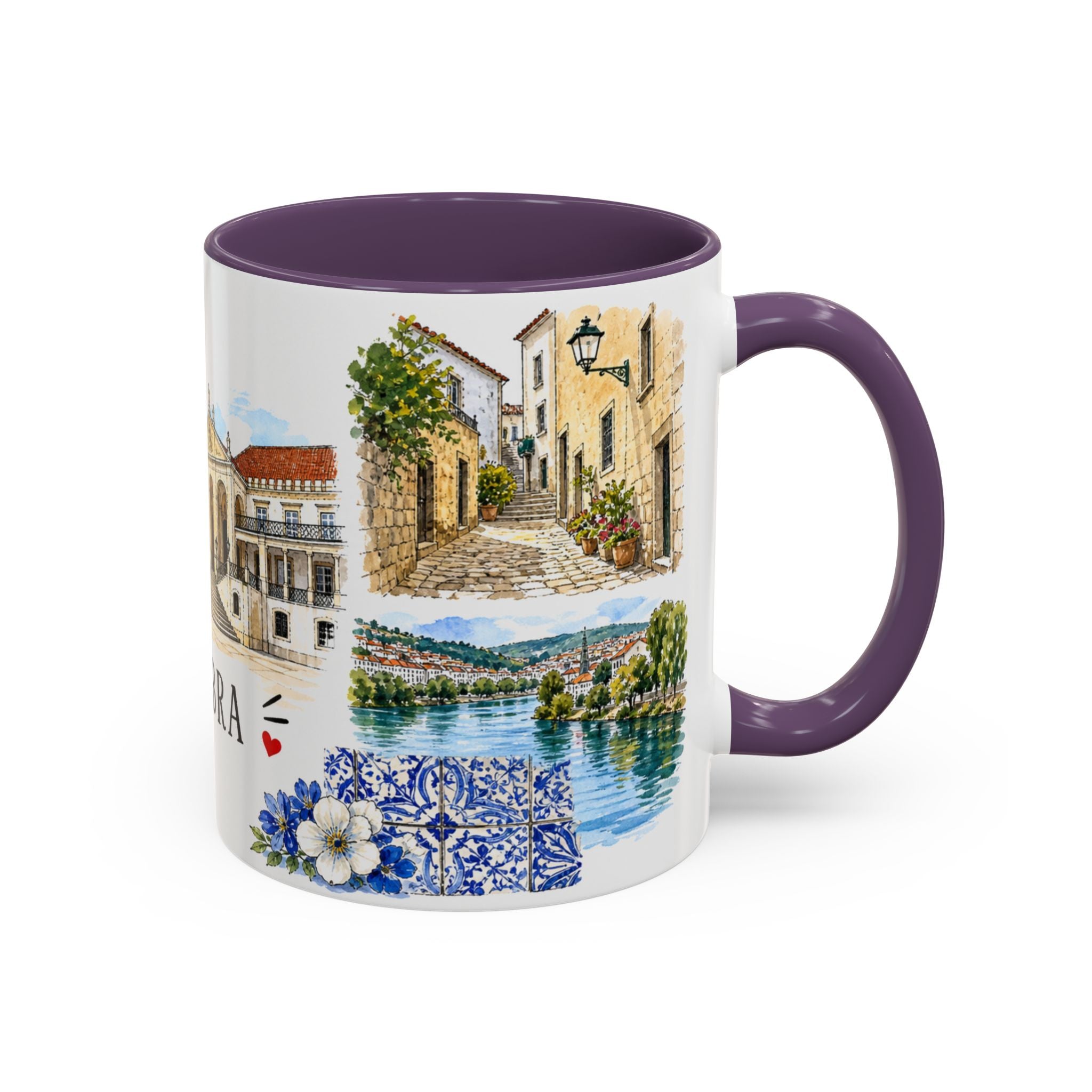 Coimbra Illustrated Travel Mug | City Souvenir Accent Coffee Mug | 11oz 15oz Ceramic Cup