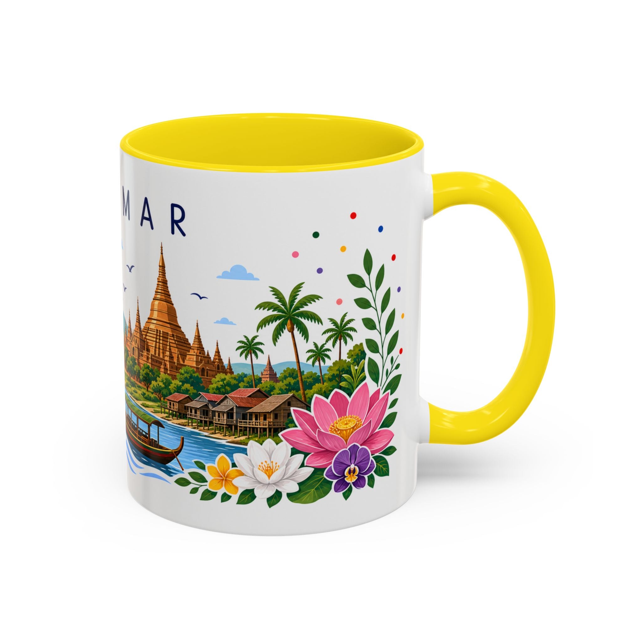 Myanmar Coffee Mug | Travel Souvenir Accent Mug | Place Gift Ceramic Cup 11oz 15oz