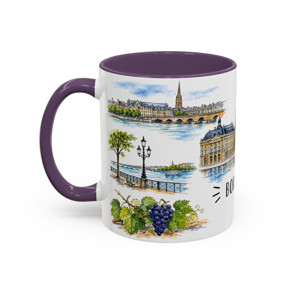 Bordeaux Illustrated Travel Mug | City Souvenir Accent Coffee Mug | 11oz 15oz Ceramic Cup
