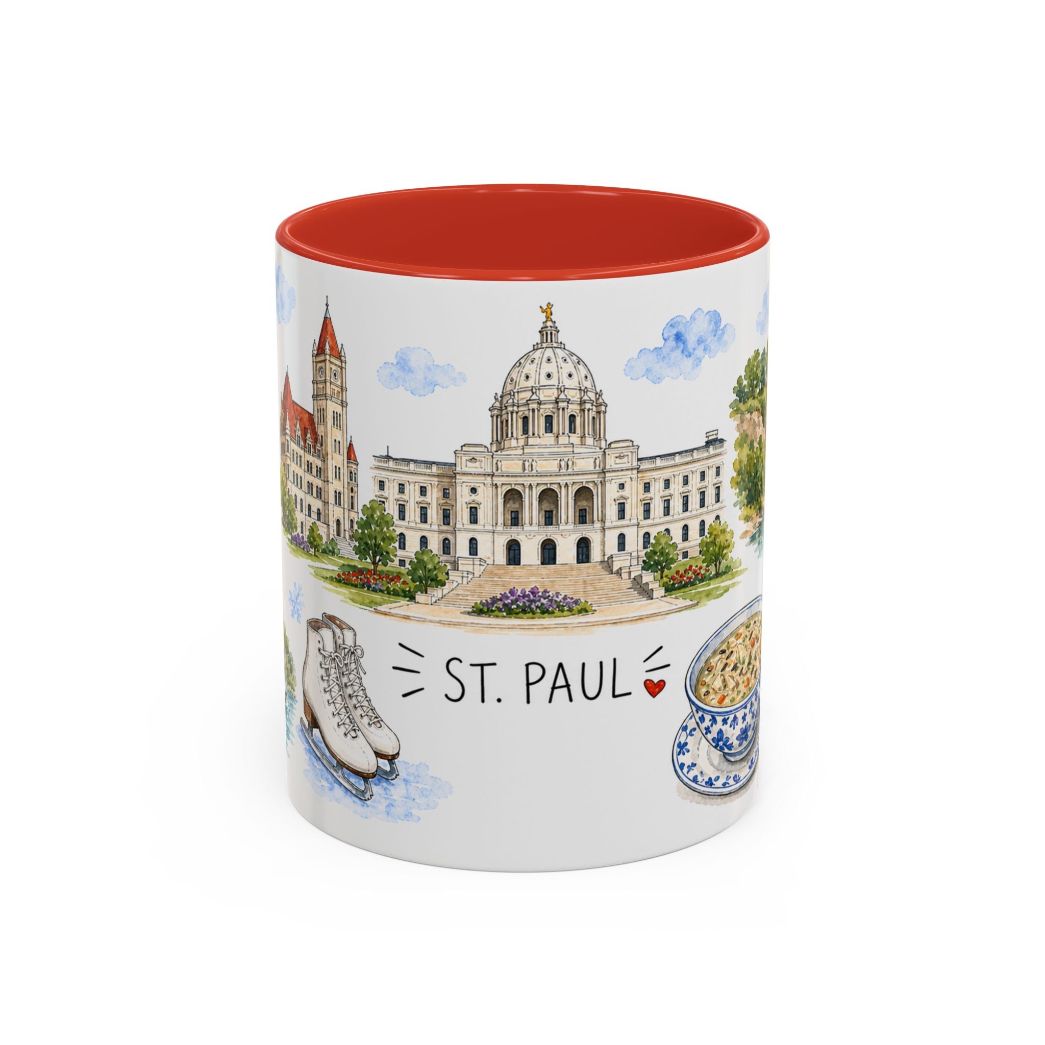 St. Paul Illustrated Travel Mug | City Souvenir Accent Coffee Mug | 11oz 15oz Ceramic Cup