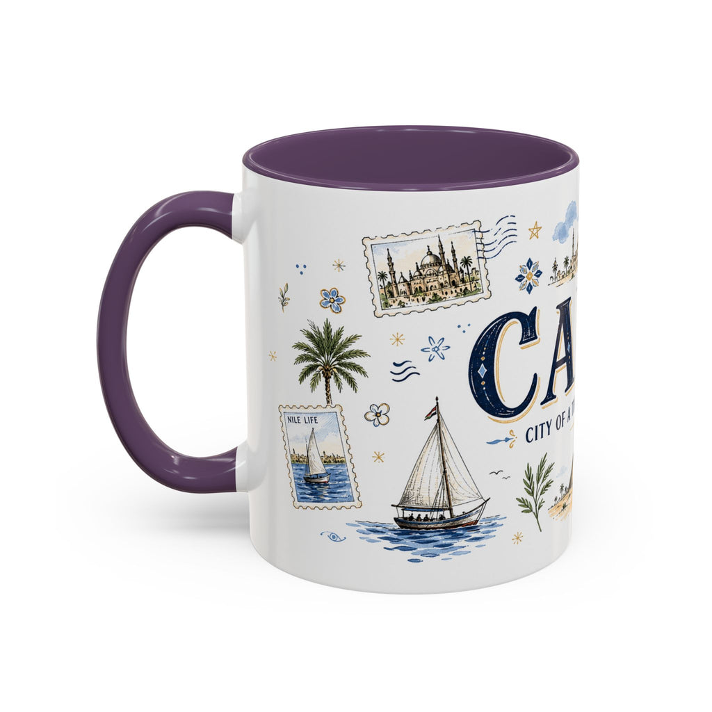 Cairo Coffee Mug | Egypt Souvenir Travel Gift | Accent Color Ceramic 11oz 15oz