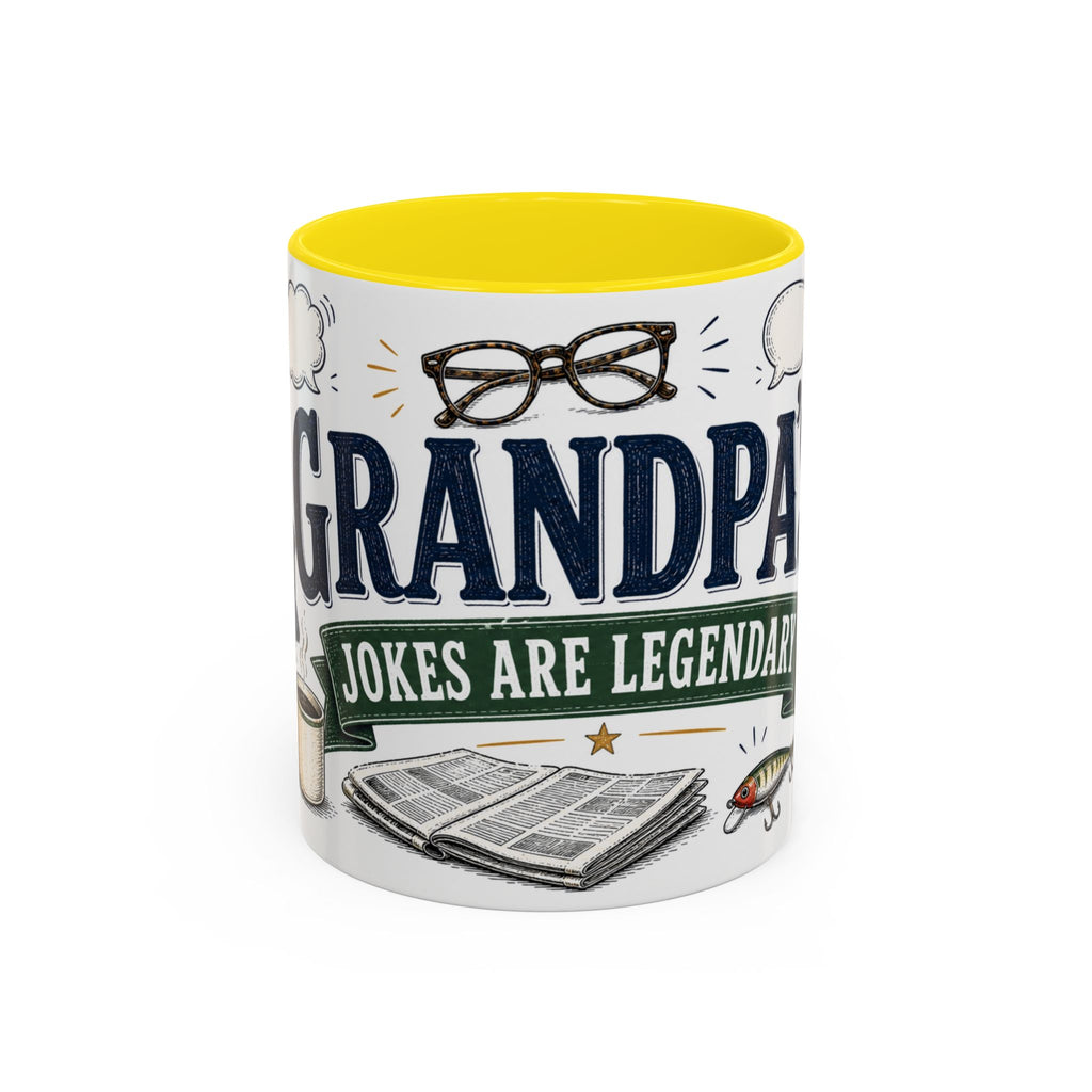 Grandpa's Jokes Are Legendary Coffee Mug | Funny Gift From Grandkids | Accent Ceramic 11oz 15oz