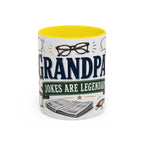 Grandpa's Jokes Are Legendary Coffee Mug | Funny Gift From Grandkids | Accent Ceramic 11oz 15oz
