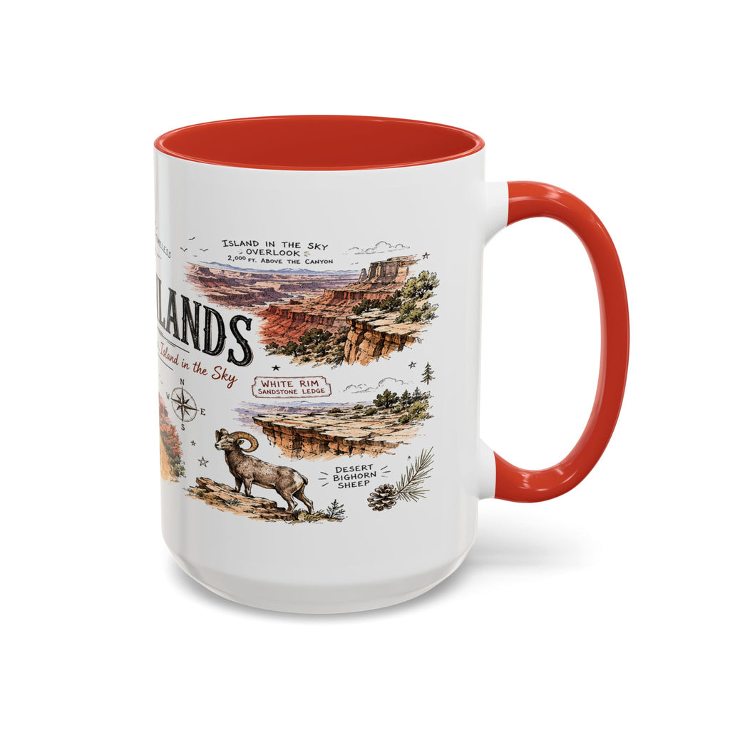 Canyonlands National Park Coffee Mug | Utah Red Rock Desert River Gift | Accent Color Ceramic 11oz 15oz