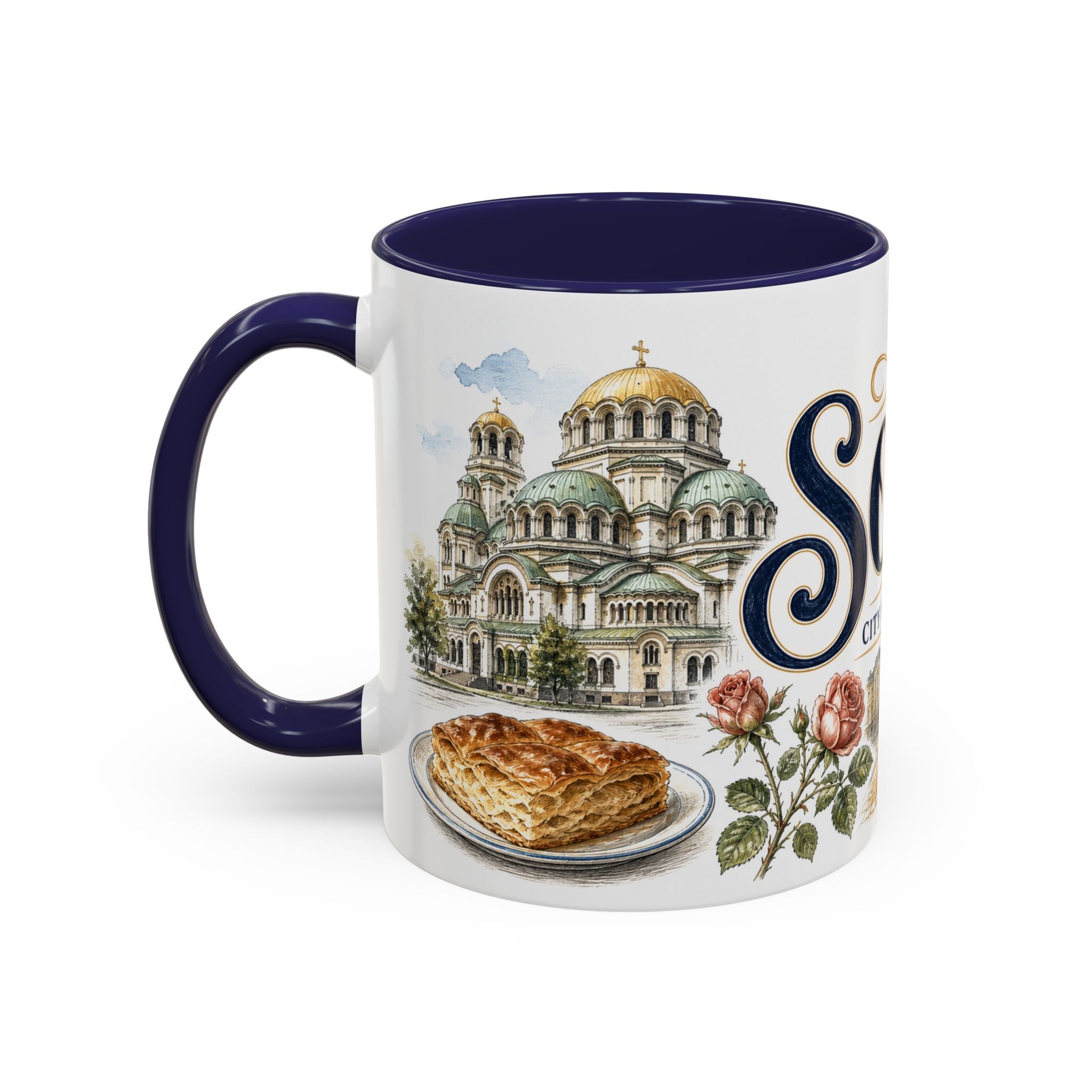 Sofia Coffee Mug | Bulgaria Travel Souvenir | Vintage Illustrated City Gift | 11 oz 15 oz Accent Mug