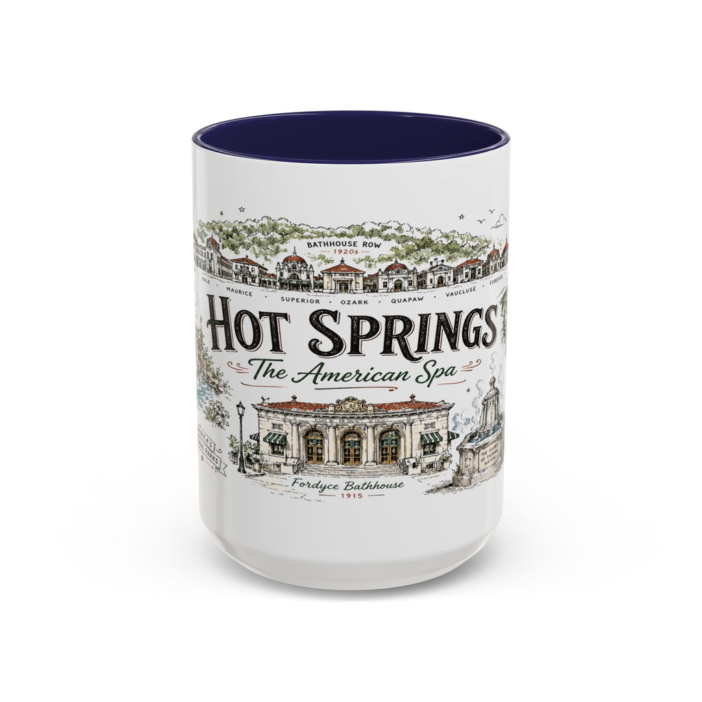 Hot Springs National Park Coffee Mug | Arkansas Thermal Spring Spa Gift | Accent Color Ceramic 11oz 15oz