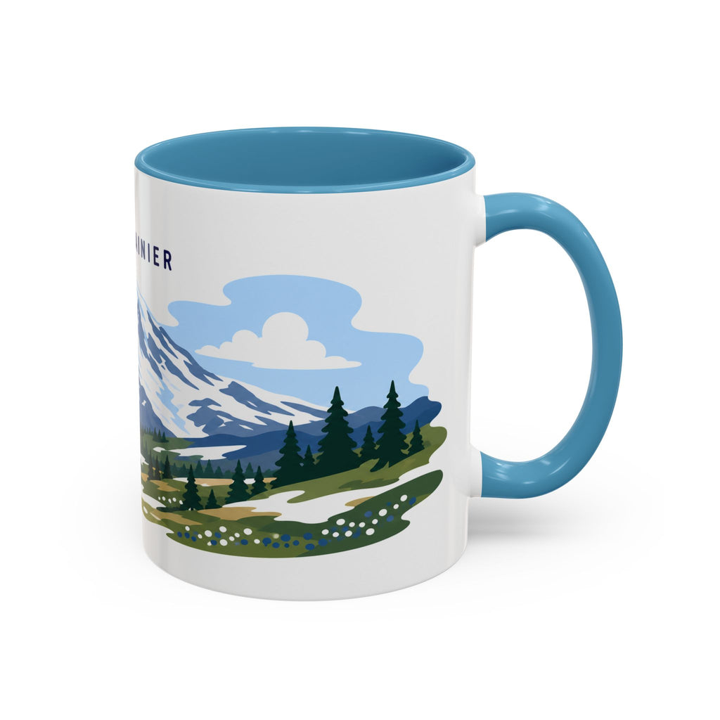 Mount Rainier National Park Coffee Mug | Solid Color Block Park Souvenir | 11oz 15oz Accent Mug