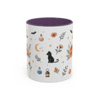 Black Cat Halloween Mug | Pumpkin Moon Watercolor Gift | Spooky Accent Cup 11oz 15oz
