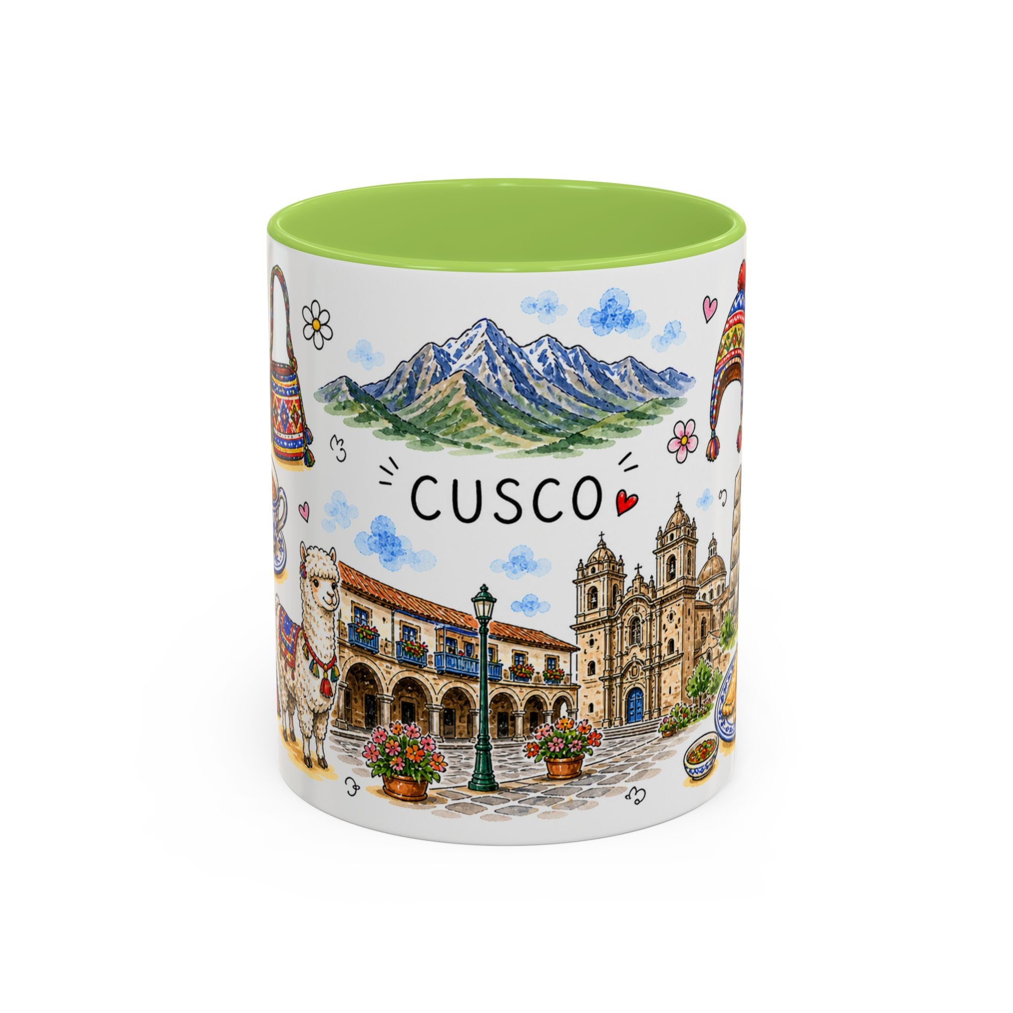 Cusco Illustrated Travel Mug | City Souvenir Accent Coffee Mug | 11oz 15oz Ceramic Cup