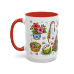 Ubud Illustrated Travel Mug | City Souvenir Accent Coffee Mug | 11oz 15oz Ceramic Cup