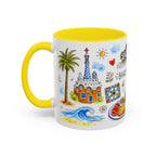 Barcelona Travel Mug | European City Souvenir Accent Coffee Mug | 11oz 15oz Ceramic Cup
