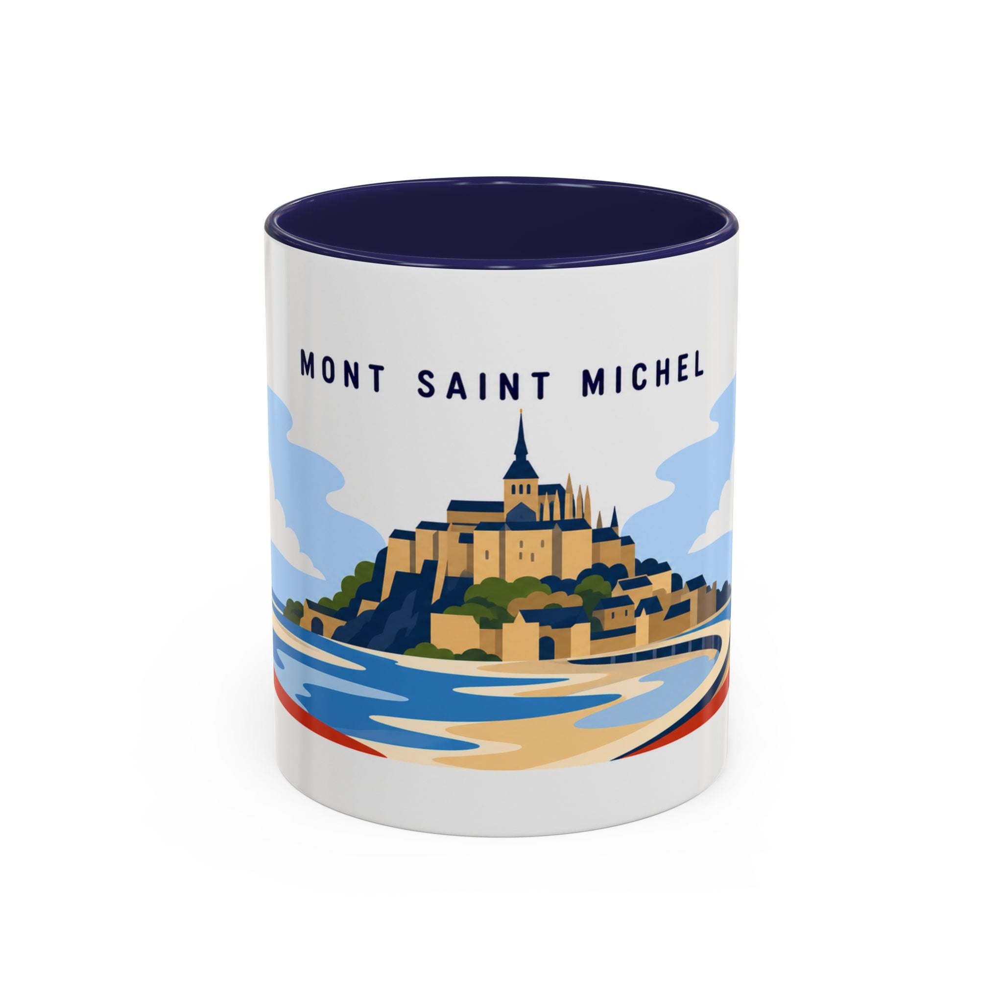 Mont Saint Michel Coffee Mug | Travel Destination Souvenir Gift | Accent Color Ceramic 11oz 15oz