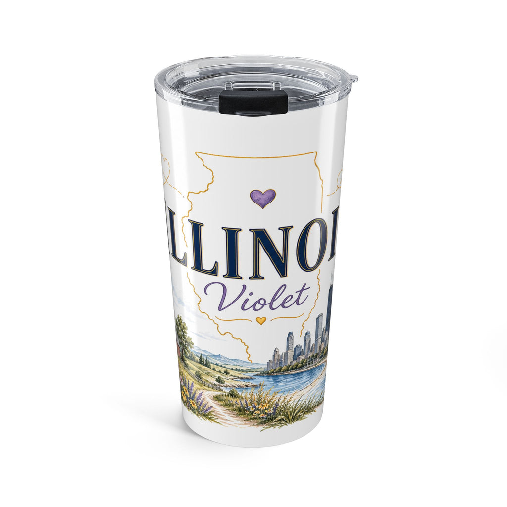 Illinois State Flower 20oz Tumbler | Violet Botanical State Flower Gift | Insulated Stainless Steel Travel Cup
