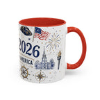 America 250 Coffee Mug | 1776-2026 Patriotic 4th of July Gift | Accent Color Ceramic 11oz 15oz