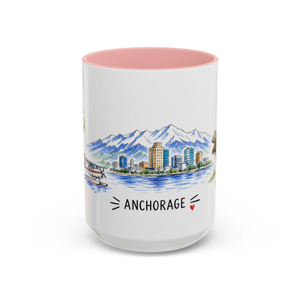 Anchorage Illustrated Travel Mug | City Souvenir Accent Coffee Mug | 11oz 15oz Ceramic Cup