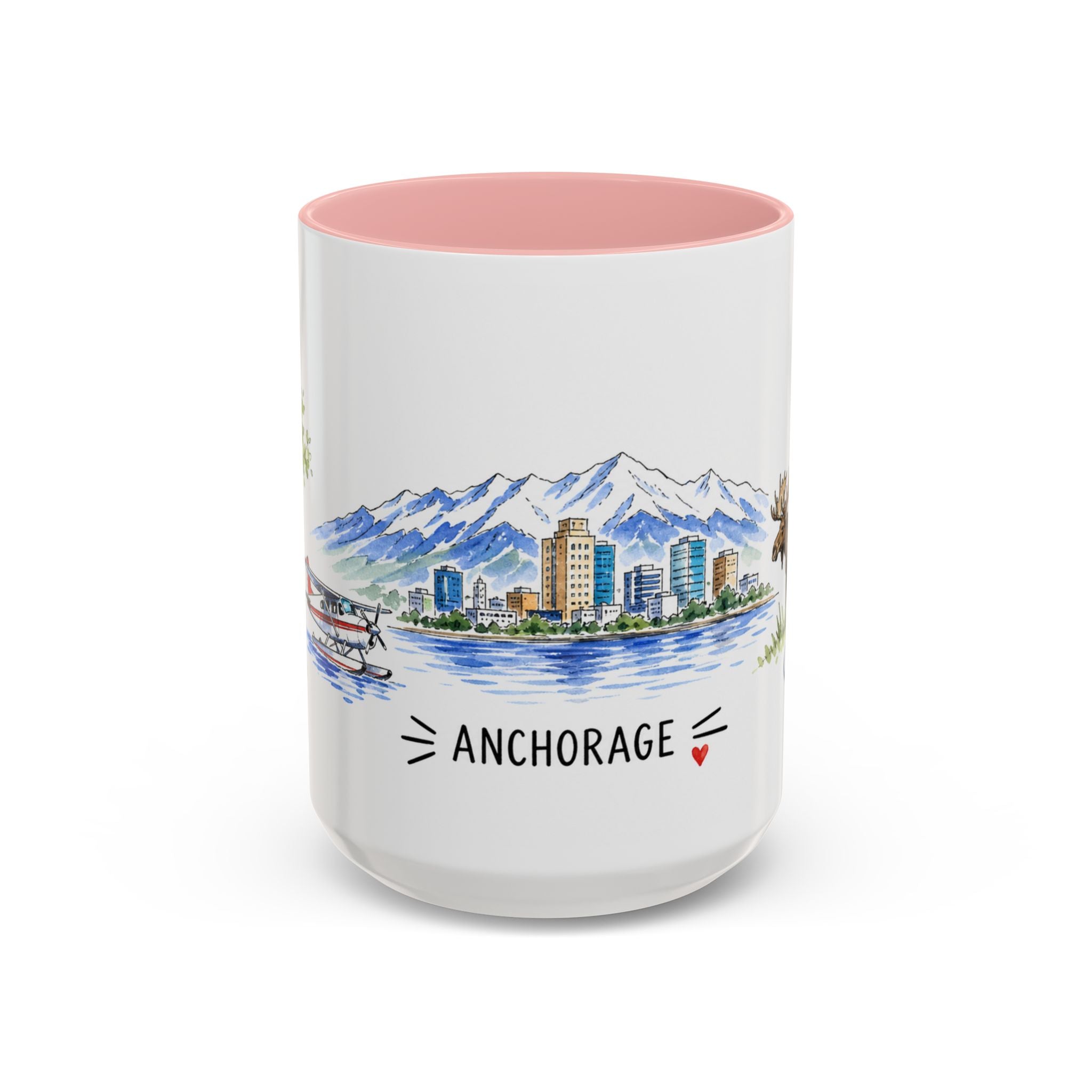 Anchorage Illustrated Travel Mug | City Souvenir Accent Coffee Mug | 11oz 15oz Ceramic Cup