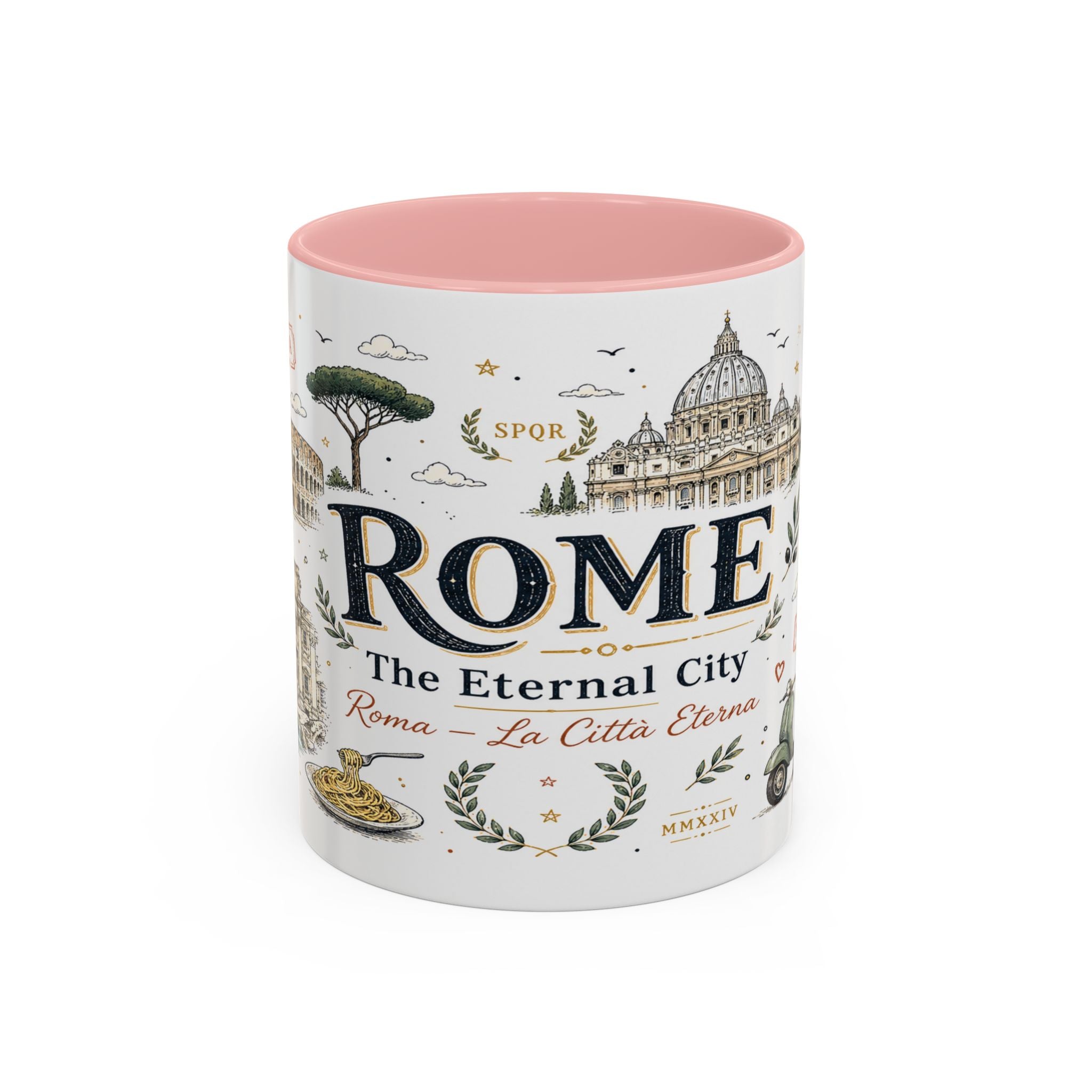 Rome Coffee Mug | Italy Souvenir Travel Gift | Accent Color Ceramic 11oz 15oz