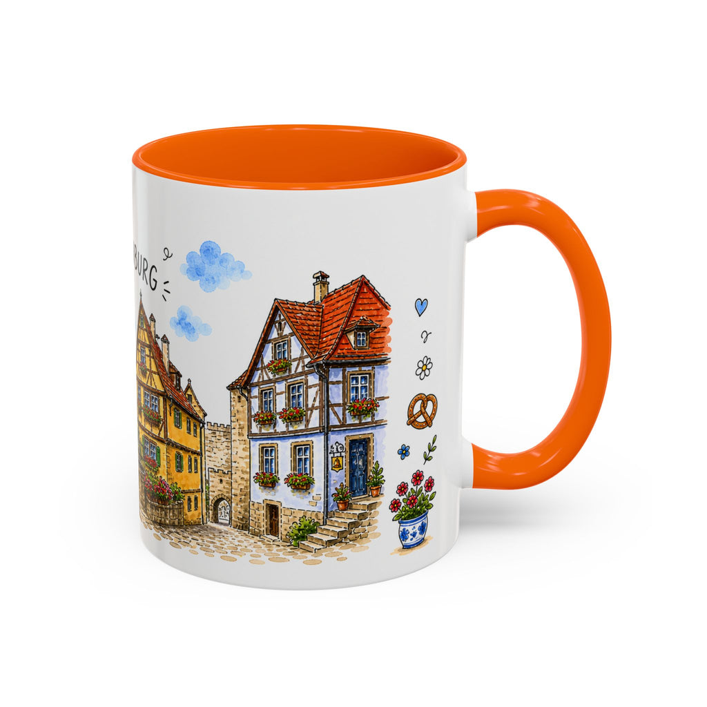 Rothenburg Illustrated Travel Mug | Germany Souvenir Accent Coffee Mug | 11oz 15oz Ceramic Cup