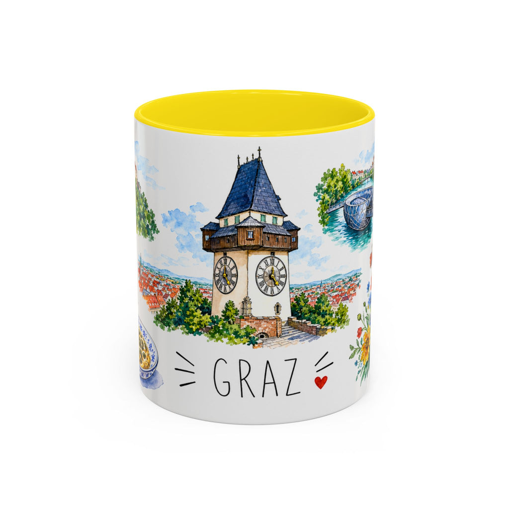 Graz Illustrated Travel Mug | City Souvenir Accent Coffee Mug | 11oz 15oz Ceramic Cup