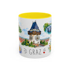 Graz Illustrated Travel Mug | City Souvenir Accent Coffee Mug | 11oz 15oz Ceramic Cup
